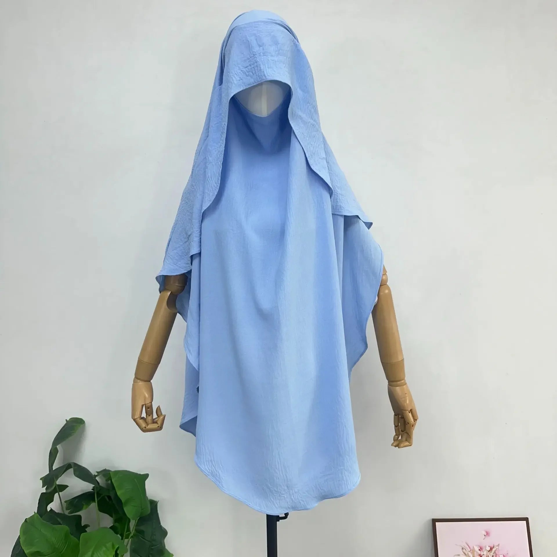 2025 Summer Muslim Women's Hijabs Traditional Soft Plain Scarf Khimar One Layer Stretch Soft Split Traditional Zip Chador