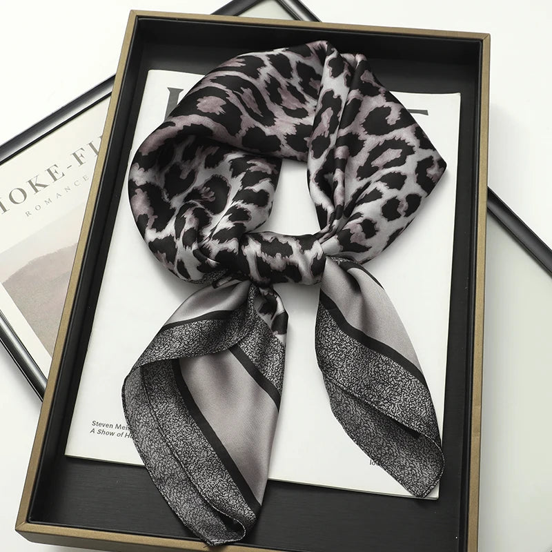 Luxury Women Silk Square Scarf Shawl Fashion Xiaoxiangfeng Print Design Satin Hijab Wraps Neckerchief Female Hair Bands 70*70CM