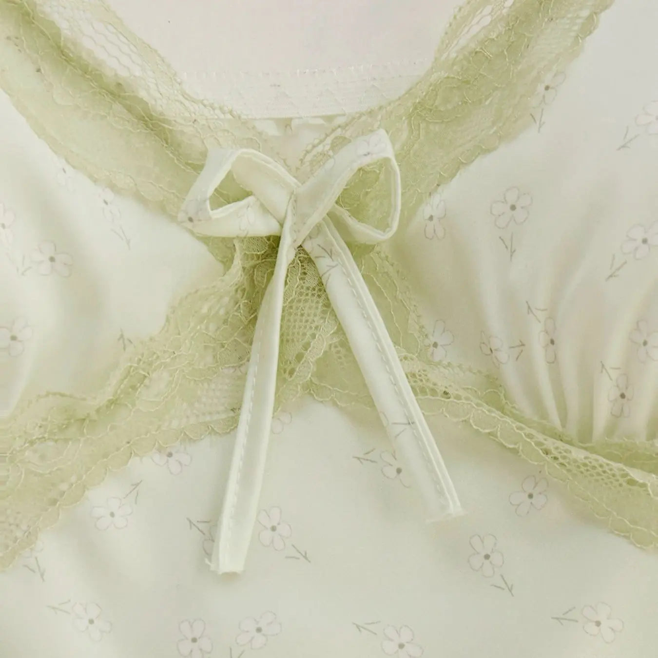 Milk silk suspenders Floral Lace Lace green pure sexy suspenders pajama pants women's pajama