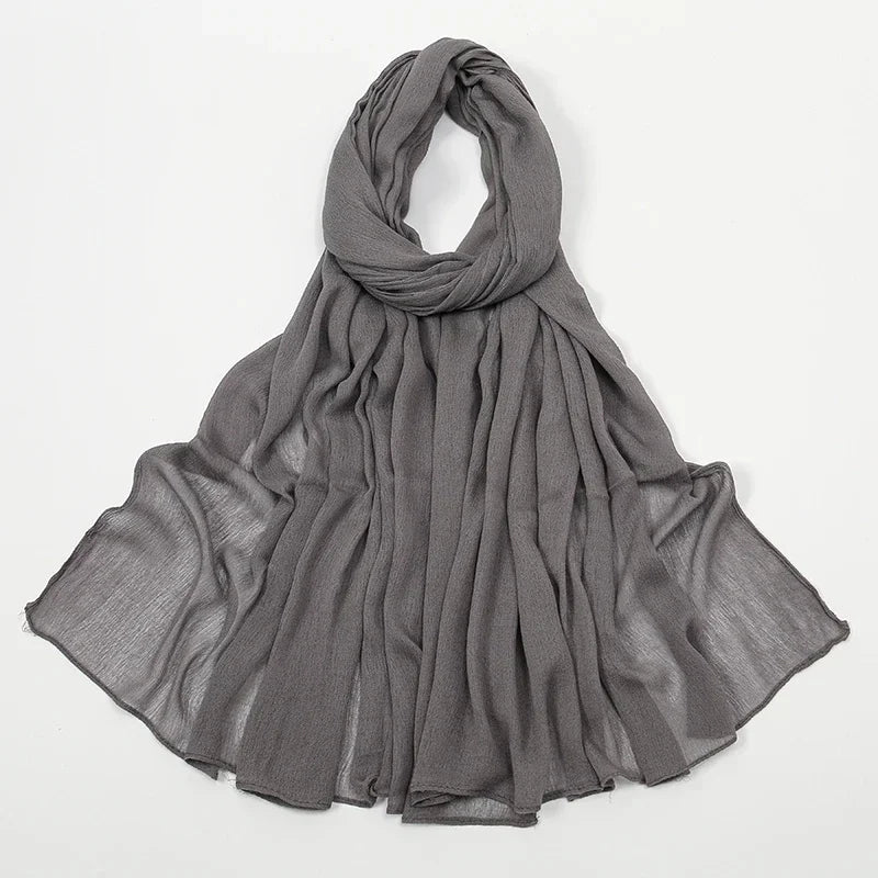 New Crinkle Rayon Hijab Muslim Scarf Women Solid Shawl Big Size Headscarf Islamic Turban Plain Foulard Headband Wrap