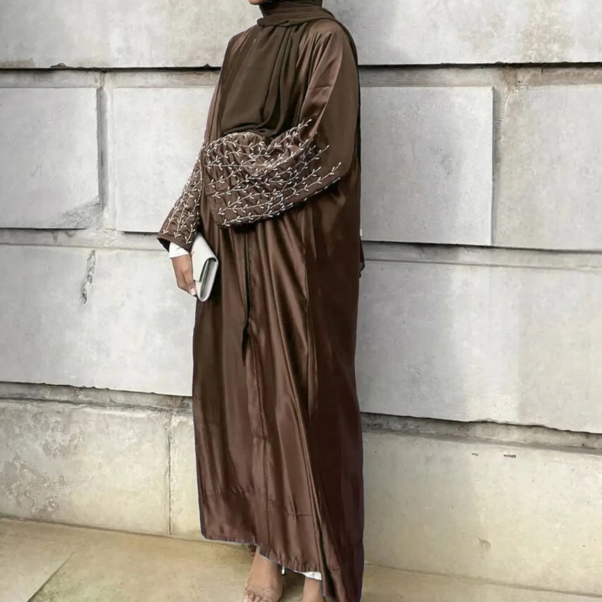 Kimono Abaya Dubai Party Kaftan Solid Beaded Muslim Fashion Hijab Dress Summer Open Abayas for Women Turkey Islam Modest Outfit