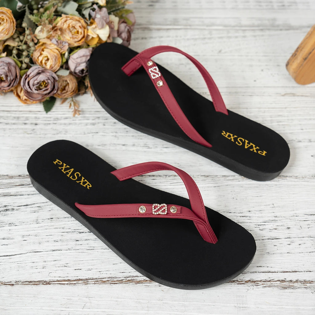 Women's Thong Slippers with Crystal And S Embellishments Comfortable Lightweight for Summer Beach Home Casual Fashionable