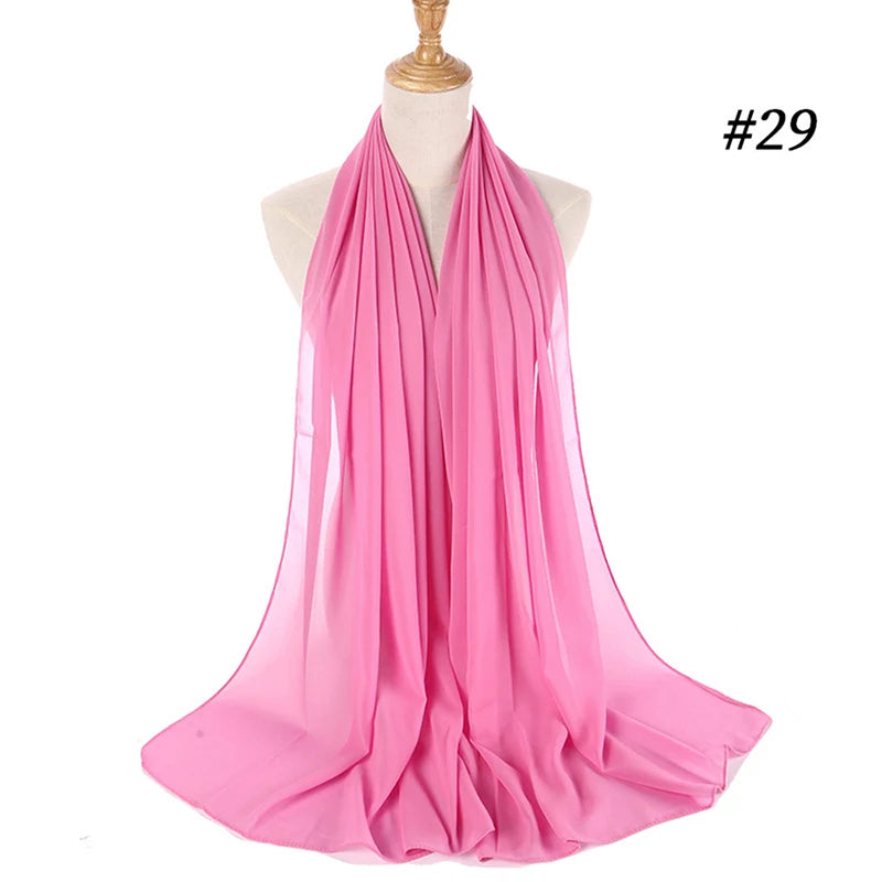 Muslim Chiffon Hijab Women Bubble Chiffon Scarf For Women Ladies Veil Muslim Islam Solid Color Malaysia Musulman Wrap Scarves