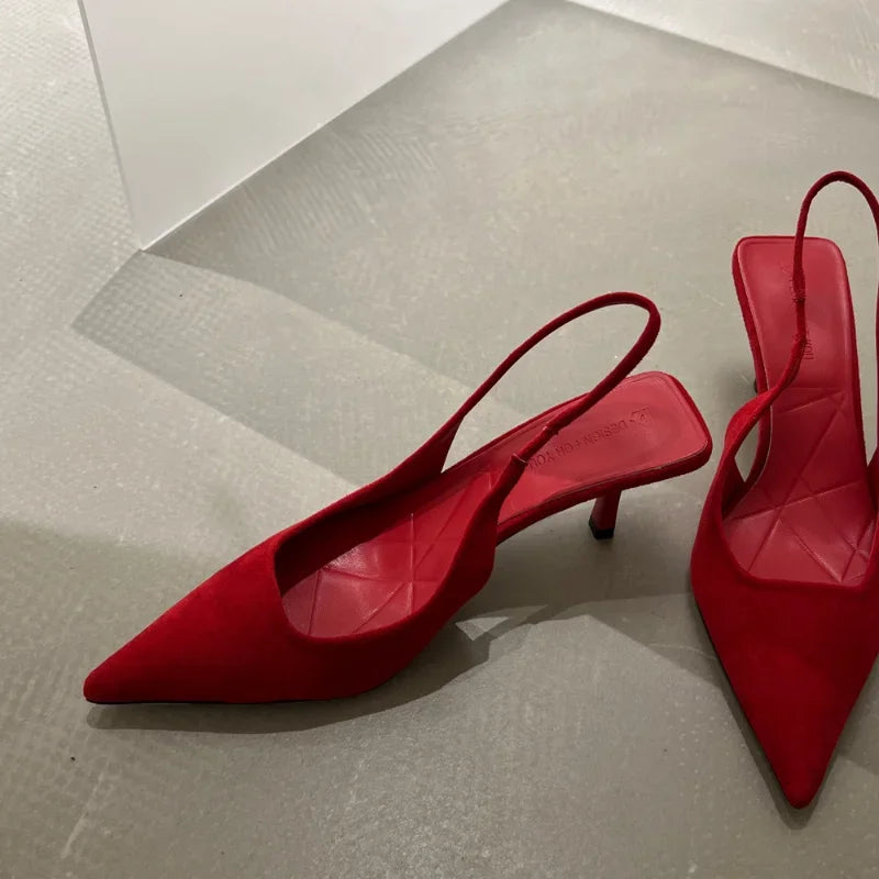 Women's Sexy Red High Heels 2024 New Women's Summer Strappy Sandals Comfortable Pointed Toe Women Sandals Fashion Stiletto Shoes