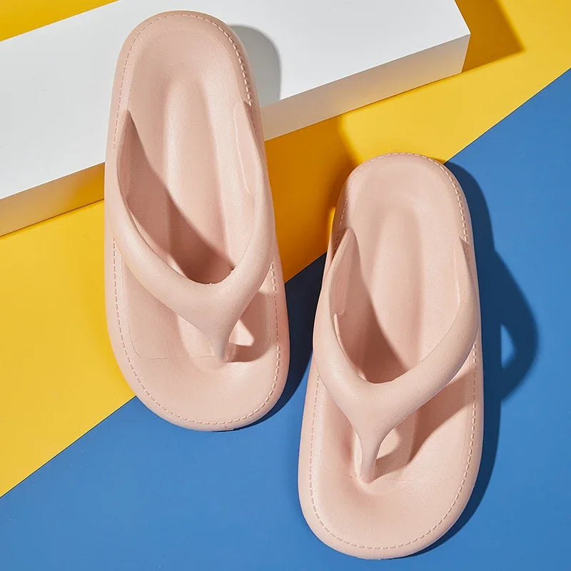 Ladies' Flip Flops For Women Cozy Slides Soft Sea Beach Sandals Slippers Indoor Home Women's Shoes Solid Color