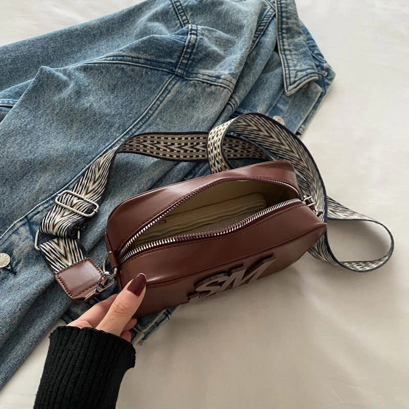 Fashion Letters Shoulder Bags for Women Leopard Print Small Square Bag Ladies Shopping Crossbody Bag Solid Color Storage Pocket