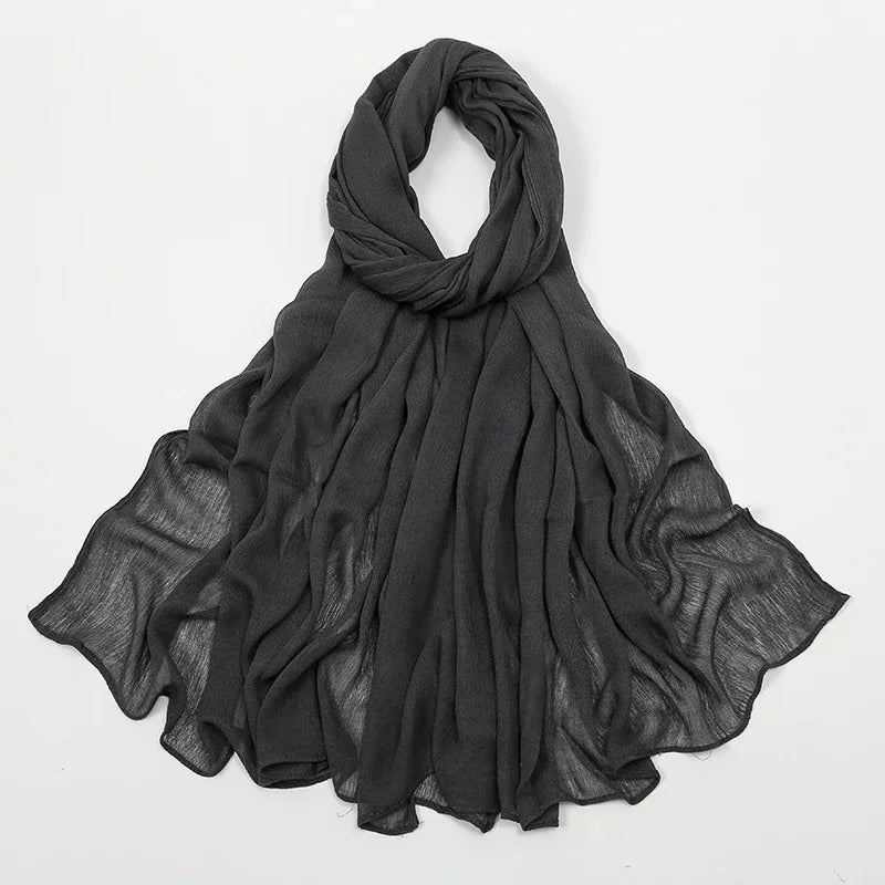 New Crinkle Rayon Hijab Muslim Scarf Women Solid Shawl Big Size Headscarf Islamic Turban Plain Foulard Headband Wrap