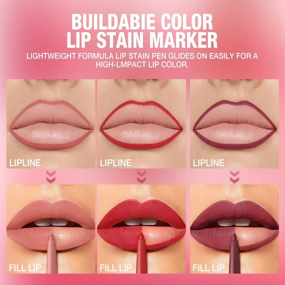New Rotary Lip Liner 12 Colors Lipstick Pencil Waterproof Long-lasting Matte Lipsticks Non-stick Cup Nude Lips Contour Makeup