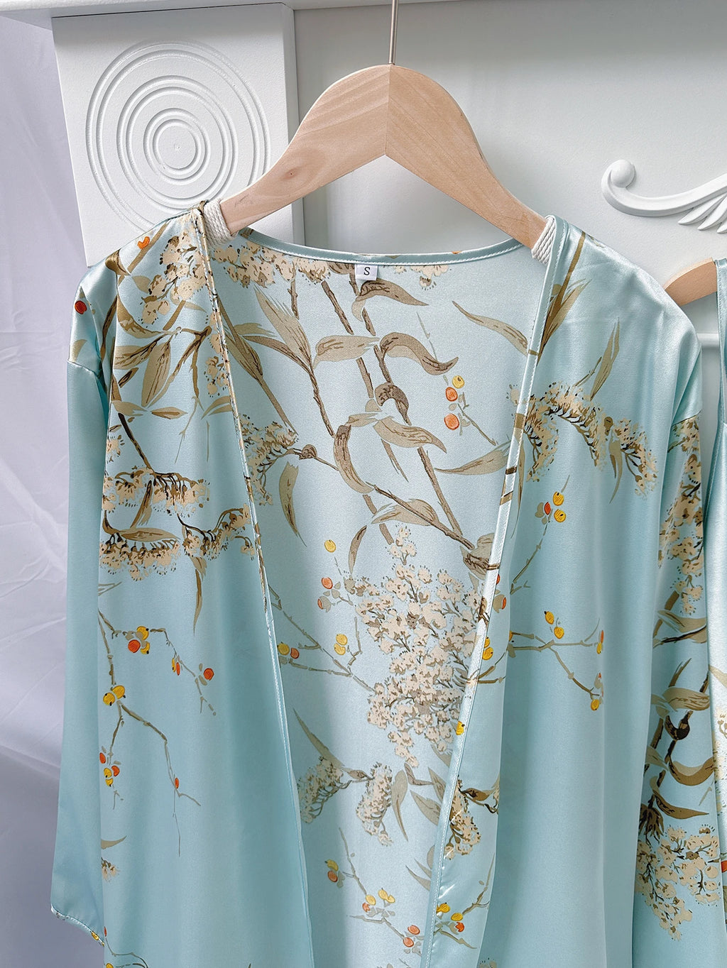 5pcs Floral Print Long Sleeve Robe Cami Dress Cami Top Ruffle Hem Shorts Simple Pajamas Sets for Women