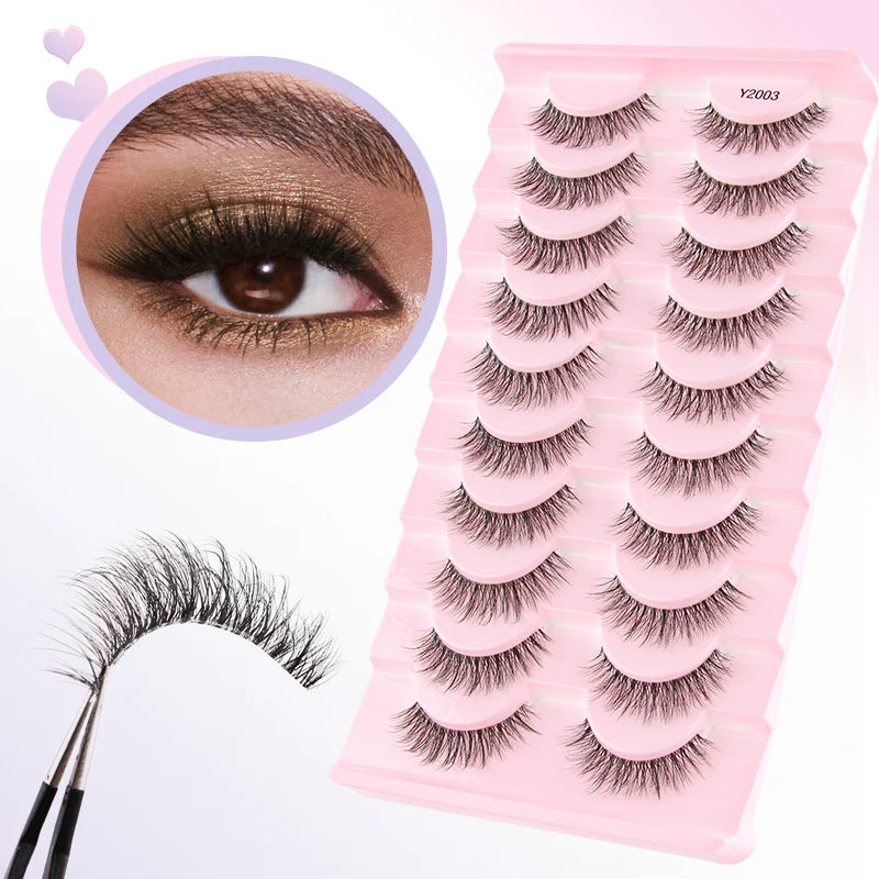 Lashes 3/10 Pairs Half Lashes Cat Eye Natural Long Lashes 3D Mink Eyelashes Full Strip Lashes Makeup Extension Tools
