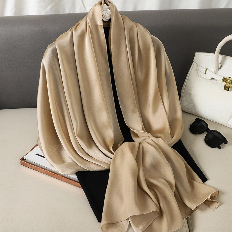 90*180cm Luxury Silk Scarf - Soft Smooth Women's Shawl, Hijab, Beach Wrap, Muffler