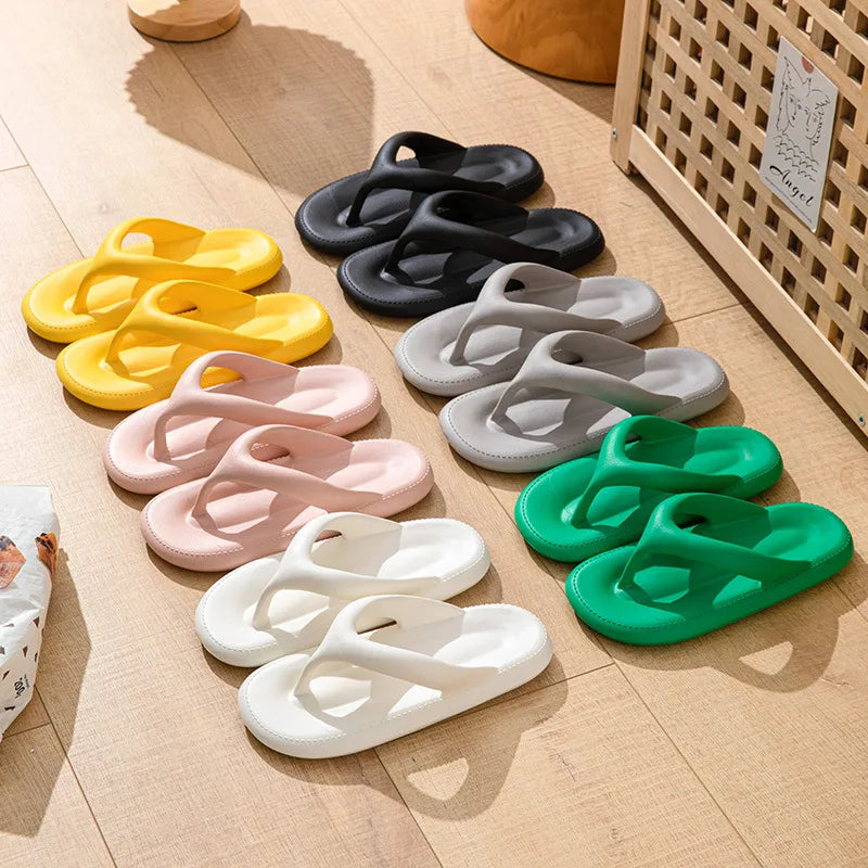 Ladies' Flip Flops For Women Cozy Slides Soft Sea Beach Sandals Slippers Indoor Home Women's Shoes Solid Color