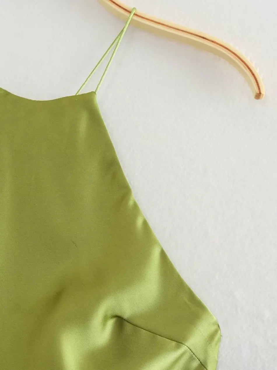 New Spring Summer Women's Maxi Dress Satin Feeling Sleeveless Dress European American Style Banquet Sexy Dress Evening Dresses