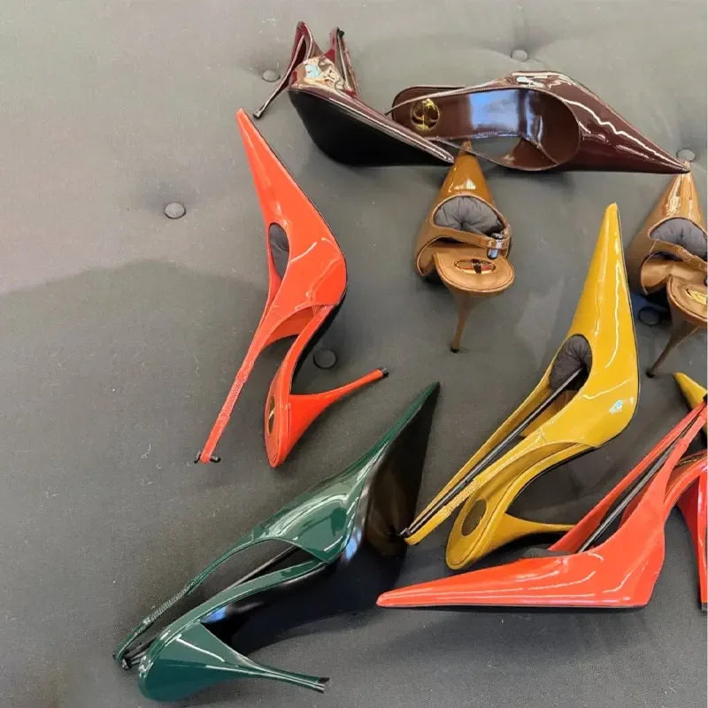2026 Spring and Summer New Simple Pointed Back Hollow Sandals European and American Fashion Versatile Banquet Women's Shoes