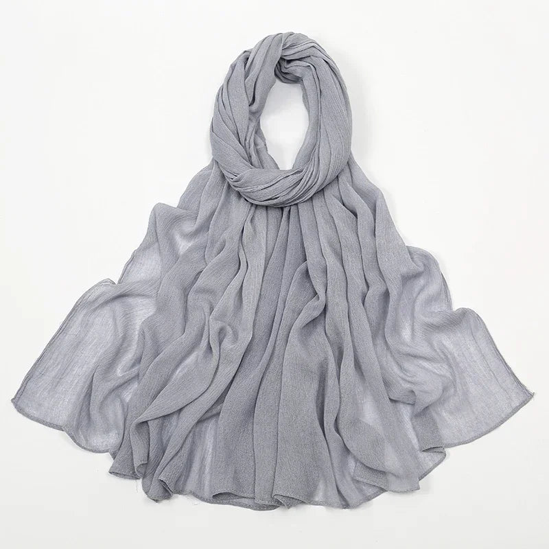 New Crinkle Rayon Hijab Muslim Scarf Women Solid Shawl Big Size Headscarf Islamic Turban Plain Foulard Headband Wrap