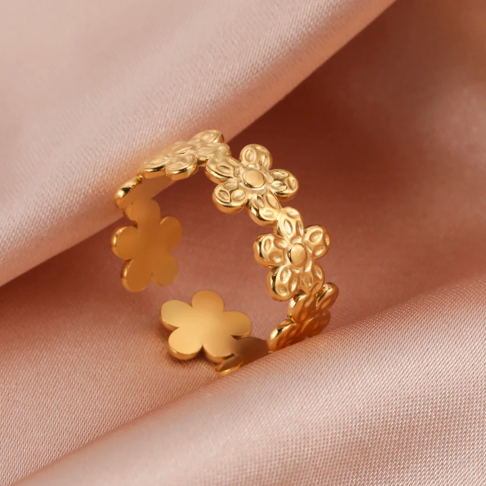 Skyrim Stainless Steel Women Rings Geometric Heart Aesthetic Adjustable Open Finger Ring Fashion Party Jewelry Gifts Wholesale