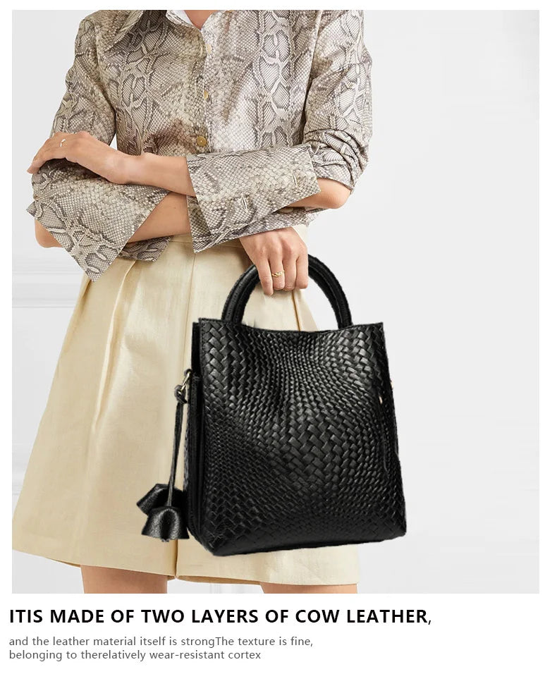 Luxury Top Layer Leather Handbags Minimalism Soft Calfskin Casual Tote Bag Fashion Women ladies handbag