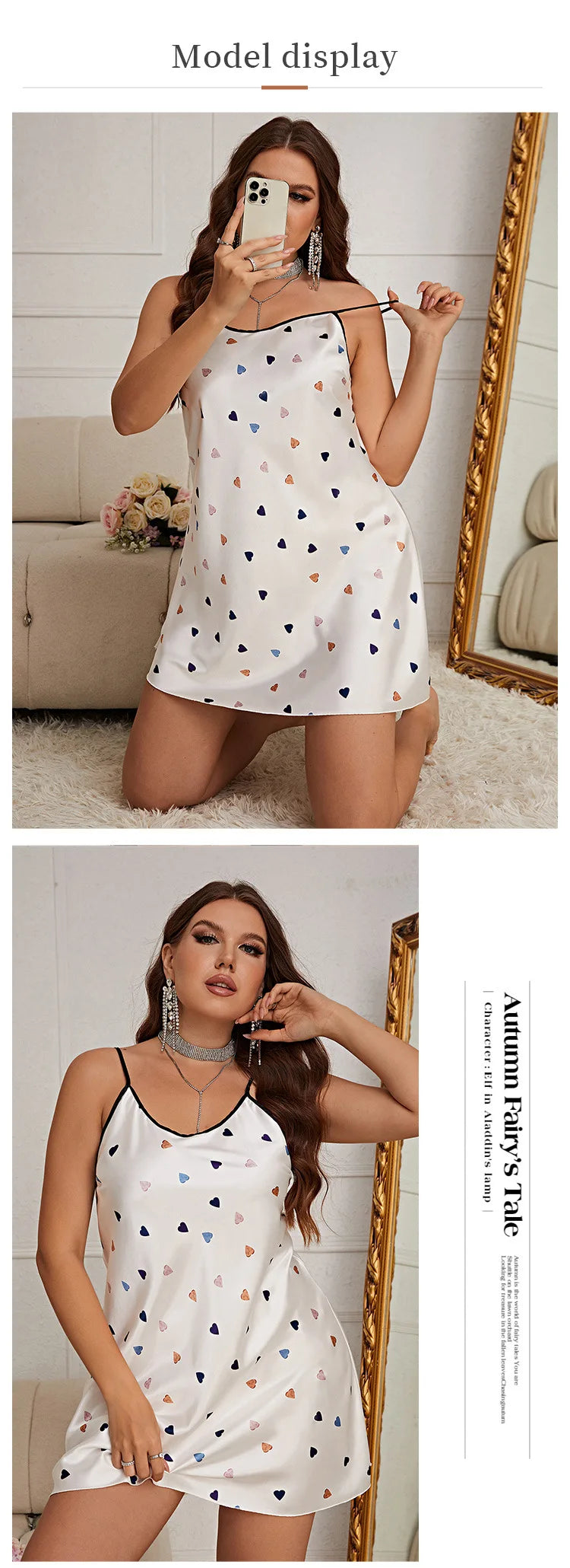Floral Print Nightgown Oversize 4Xl 5Xl Sleepwear Women Satin Nightwear Sexy Cami Home Dress V-Neck Lingerie Homewear Nightwear