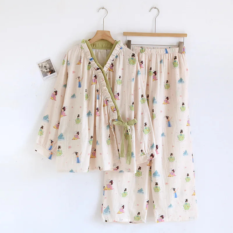 Floral Print Sleepwear Woman Nightwear Cotton Pajamas Set Long Sleeve Home Wear Pyjamas 2025 Spring New Two-piece Set Loungewear