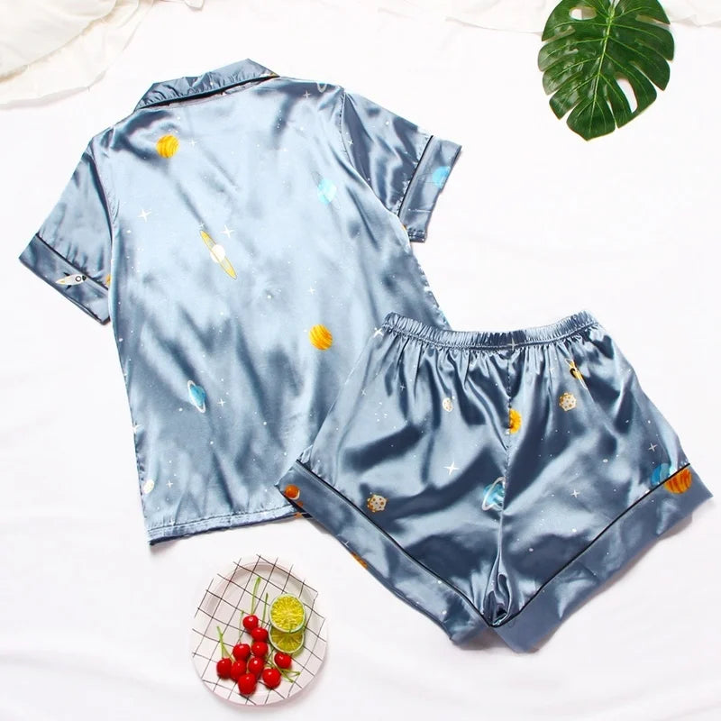 Spring Autumn pajama women Silk Satin pajamas set Long sleeve Shirt with Trouser Sleepwear Loungewear Female Pyjamas Suits Mujer