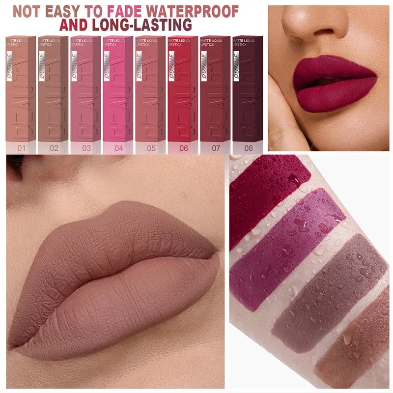 Velvet matte lip gloss matte velvet smooth easy dimensional plumping lipstick -to-apply square tube lip gloss waterproof three
