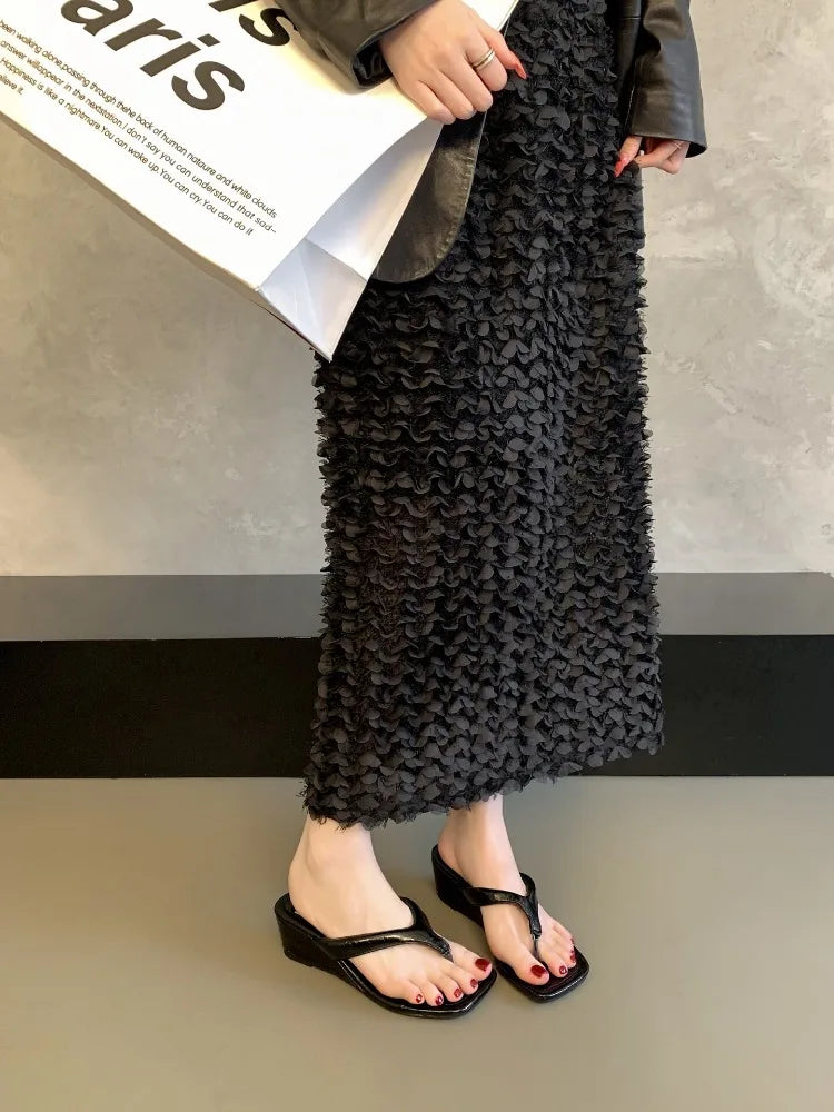 Designer Polka Dot Women Slippers Concise Wedges Heel Dress Flip Flop Shoes Summer Outdoor Clip Toe Beach Vacation Slides Shoes