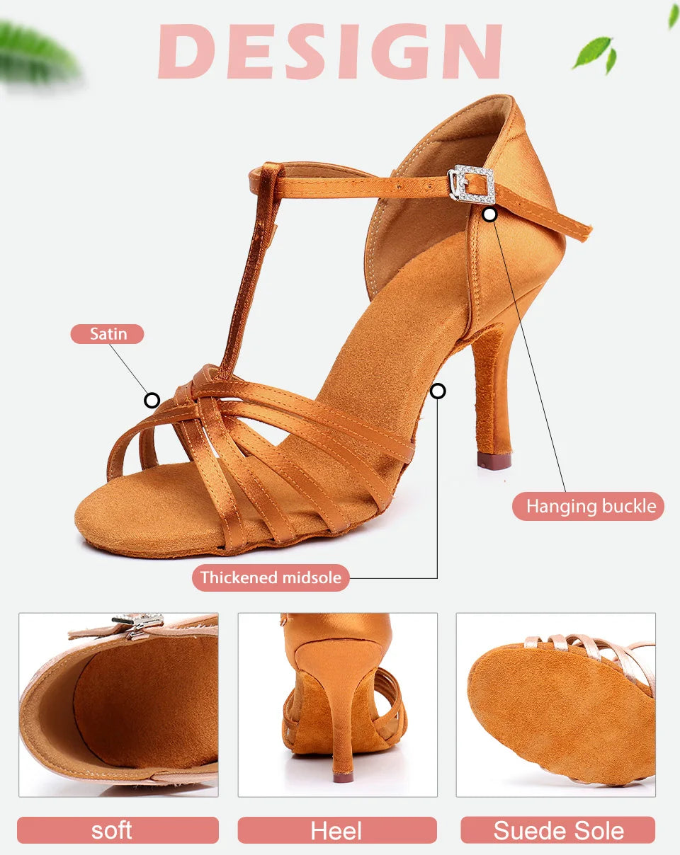 Latin Dance Shoes For Women Dancing Shoes Ladies Ballroom Tango Modern Shoes Standard Salsa Practice Training Heels 5/7.5/8.5cm