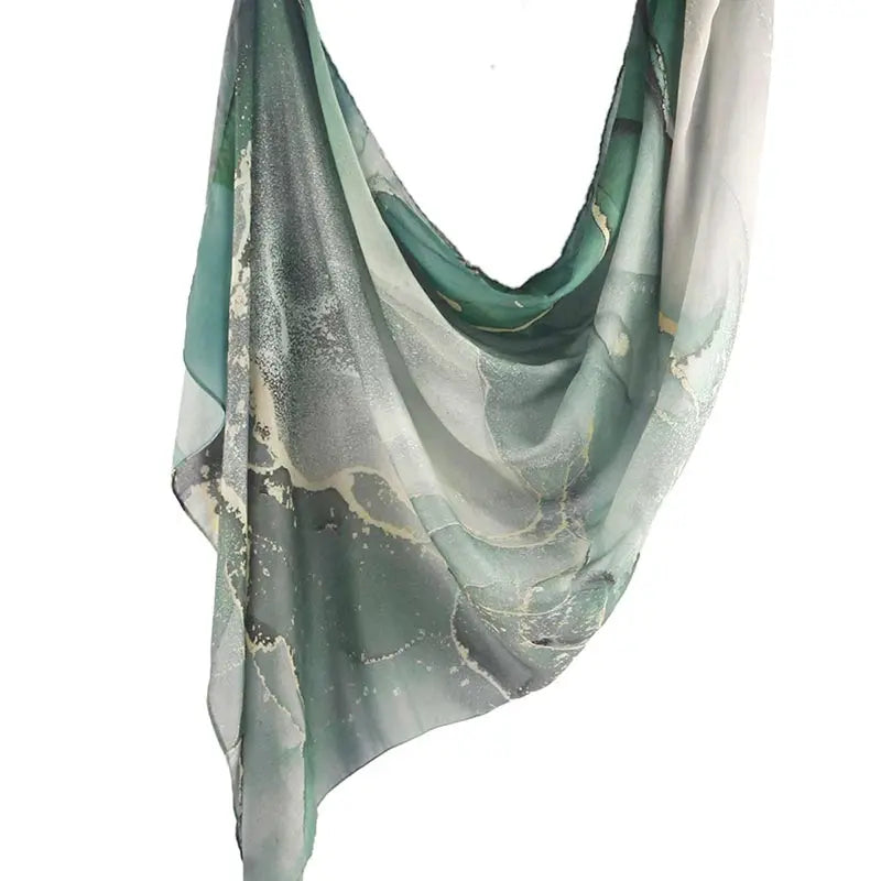 Watercolor Print Hijab Muslim Marble scarf Soft Breathable Sun Protection Lightweight Summer beach Wrap for Women
