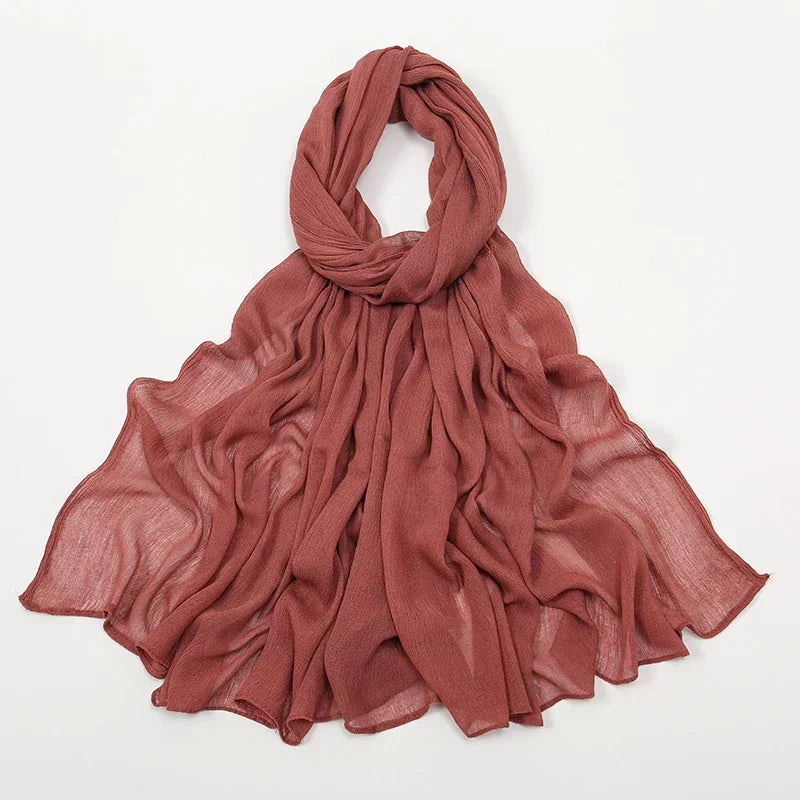 New Crinkle Rayon Hijab Muslim Scarf Women Solid Shawl Big Size Headscarf Islamic Turban Plain Foulard Headband Wrap