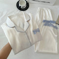 Women's Spring/Autumn Ice Silk Nightwear Set Luxurious Lace Trim Long-Sleeved Lightweight Homewear Actual Product Photography