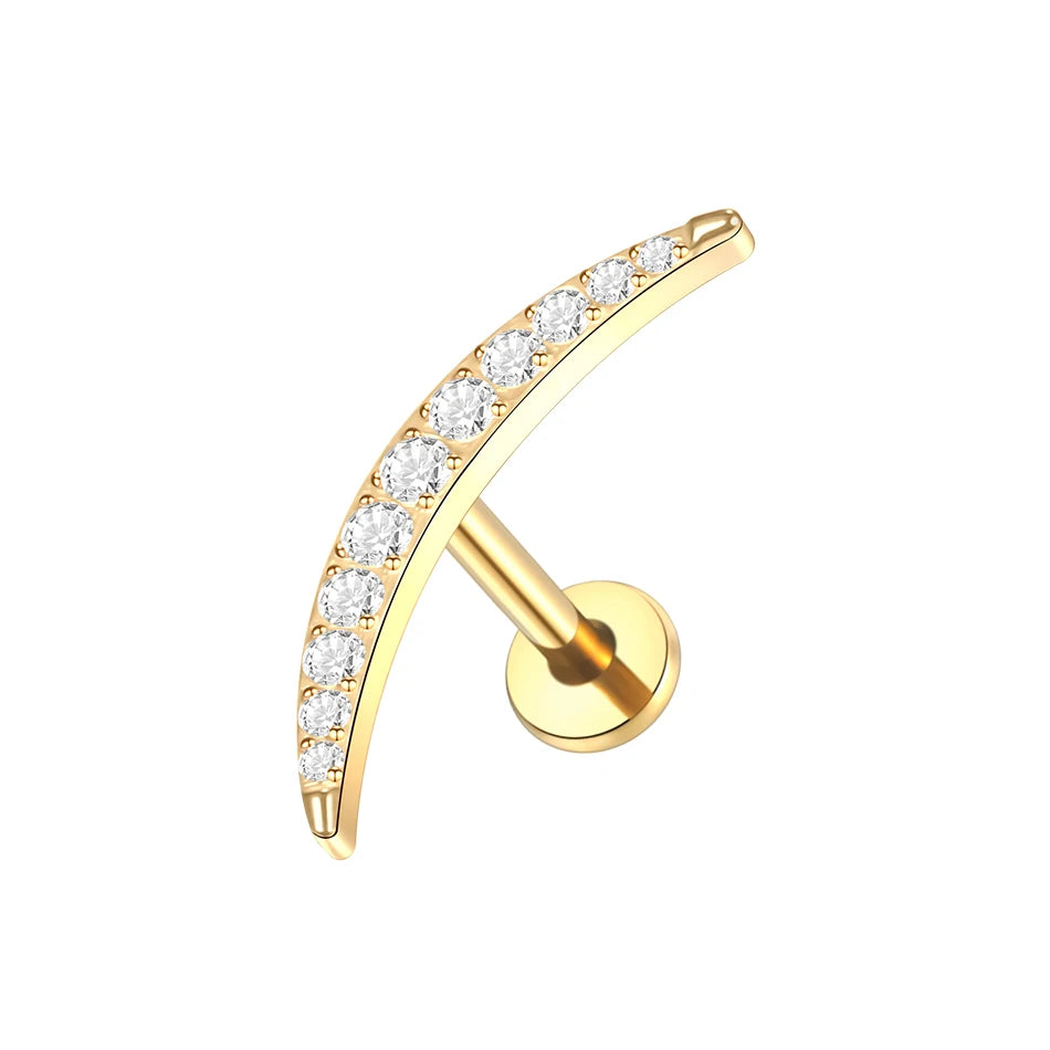 1Pc Titanium Ear Cartilage Stud Earrings for Women Internal Thread Zircon Flower Ear Lobe Tragus Helix Lip Rings Jewelry 16G