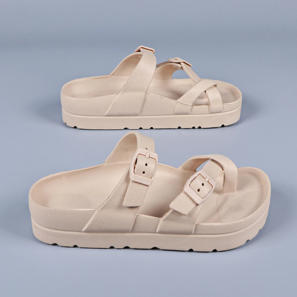 women's summer shoes soft sole eva slippers double adjustable bucks platform sandals beach flip-flops for indoor outdoor wear