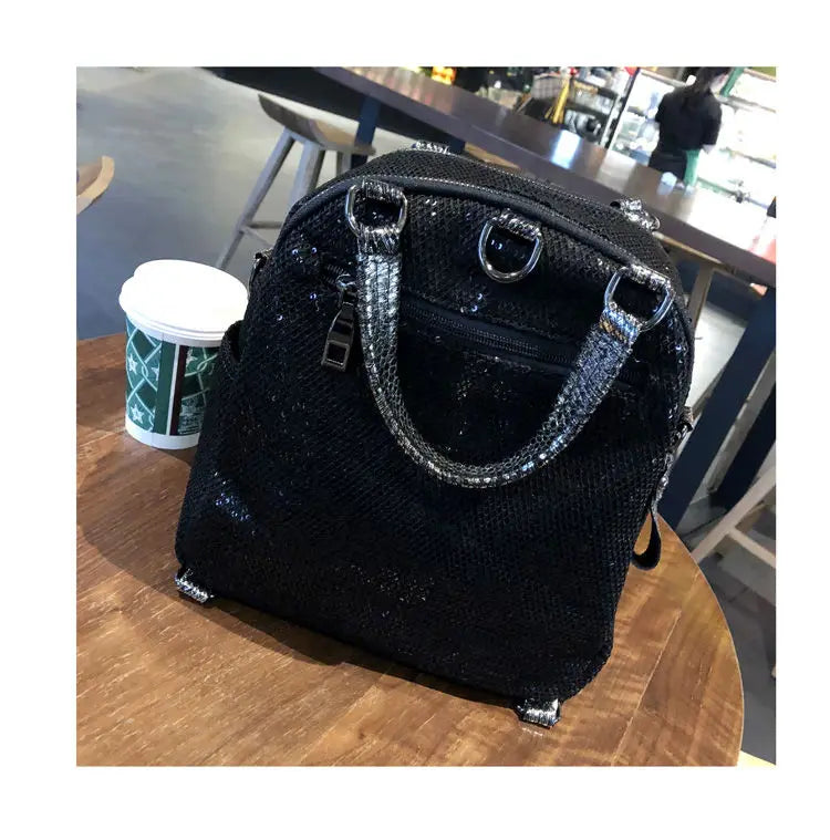 2025 Korean version new backpack women handbag sequin fashion travel backpack multifunctional large capacity dual-use bag trendy