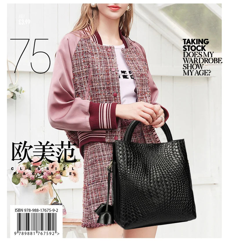 Luxury Top Layer Leather Handbags Minimalism Soft Calfskin Casual Tote Bag Fashion Women ladies handbag