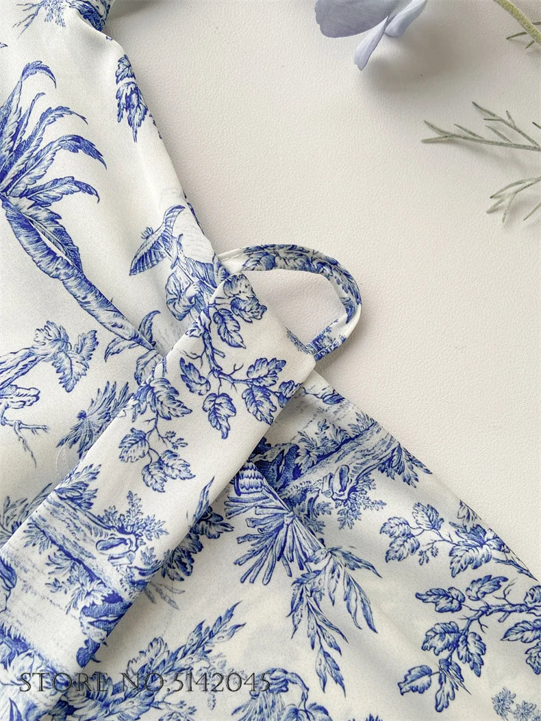 Women Sleepwear 3PCS Pajamas Set Lingerie Print Flower Bath Robe Gown Nightwear Summer Loose Satin Lounge Wear Home Clothes
