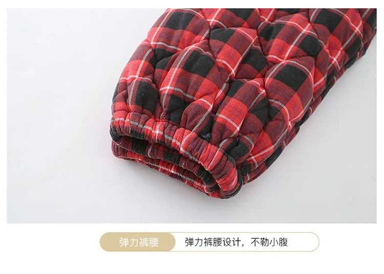 Winter three layer thick keep warm quilted jacket women's pajamas floral pijamas inverno M-XXXL sleepwear