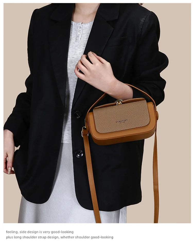 New Simple Fashionable Women's Shoulder Bag Square Box Handbag and Handbag Box-shaped Solid Color Shoulder Bag