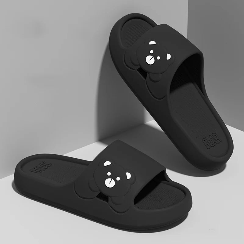 Summer Cartoon Bear Indoor Slippers for Women Lightweight Soft EVA Slides Woman Comfort Home Bathroom Non Slip Slippers