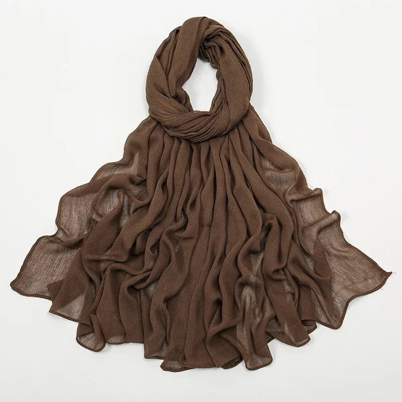 New Crinkle Rayon Hijab Muslim Scarf Women Solid Shawl Big Size Headscarf Islamic Turban Plain Foulard Headband Wrap