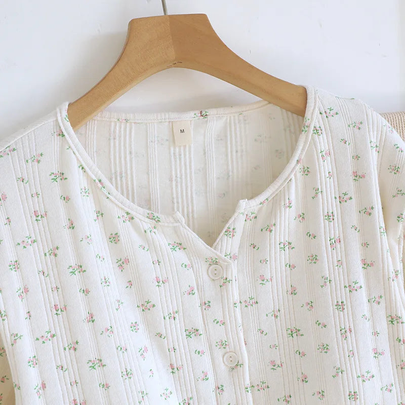 Summer Suit Short Sleeve Sleepwear Women's Cotton Floral Pyjamas Women Pajama Sets Two-Piece Nightwear Pijama Home Clothes