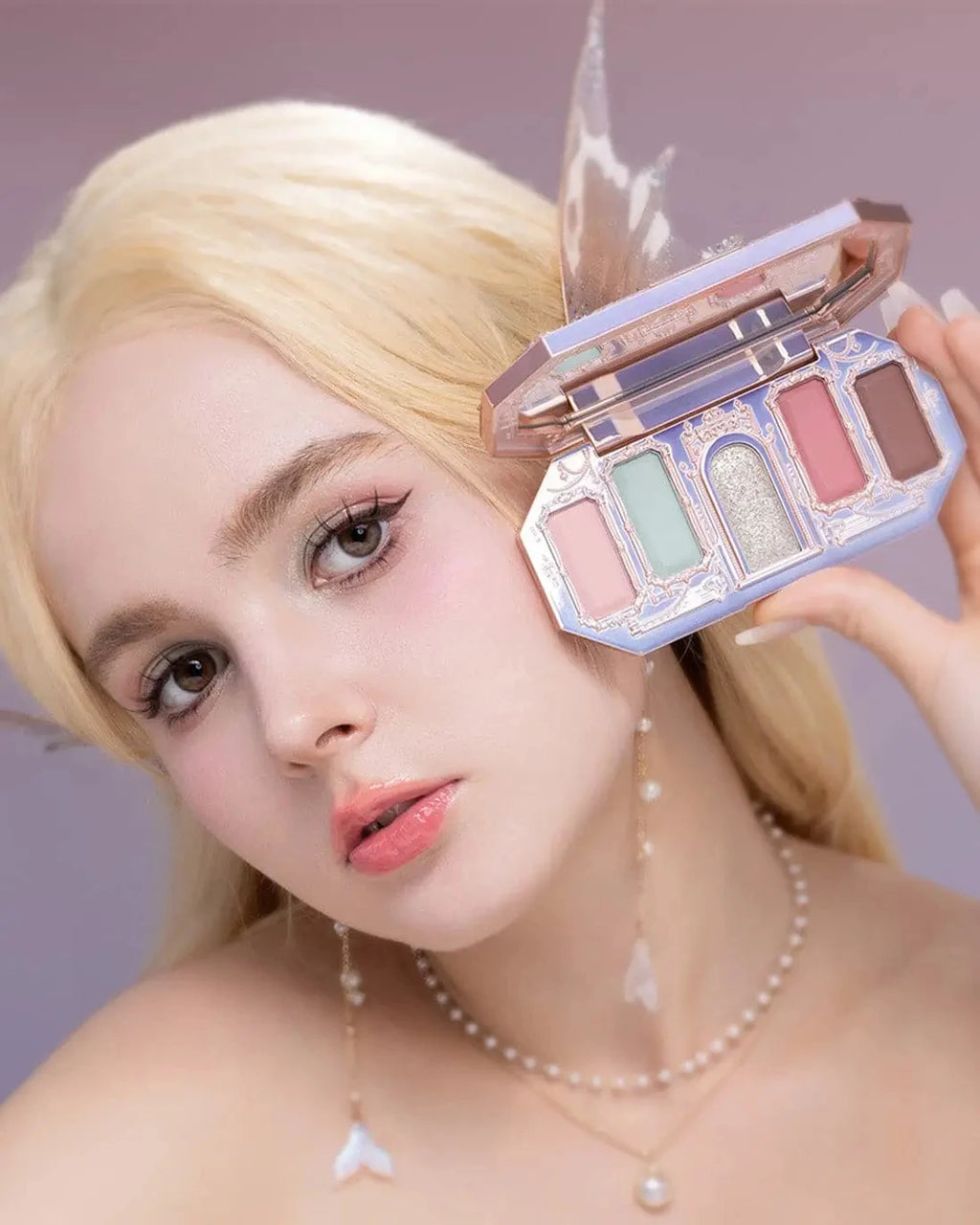 Flower Knows Swan Ballet 6 Color Eyeshadow Palette Matte Shimmer Pearl Glitter Waterproof Highly Pigmented Long Lasting Makeup