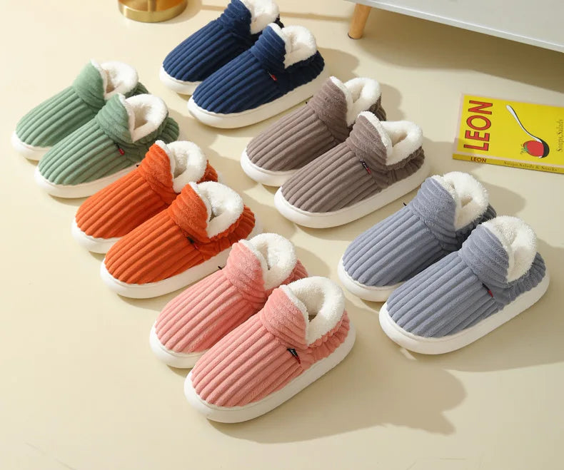 Evshine Soft Sole Slippers For Women Winter Fashion Women Fur Slippers Fuzzy Plush Men Slippers Warm Furry Women Cotton Shoes