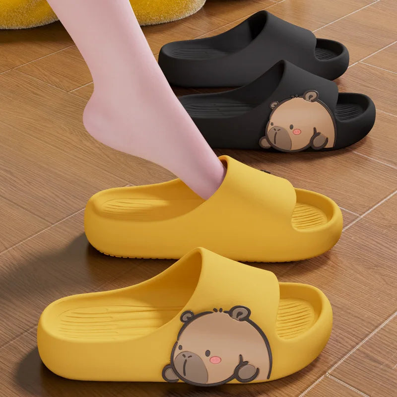 New Women's Sandals And Slippers, With Thick Soles And Cute Cartoon Quick Drying Slippers OnThe Outside, Indoor Soft Bathroom