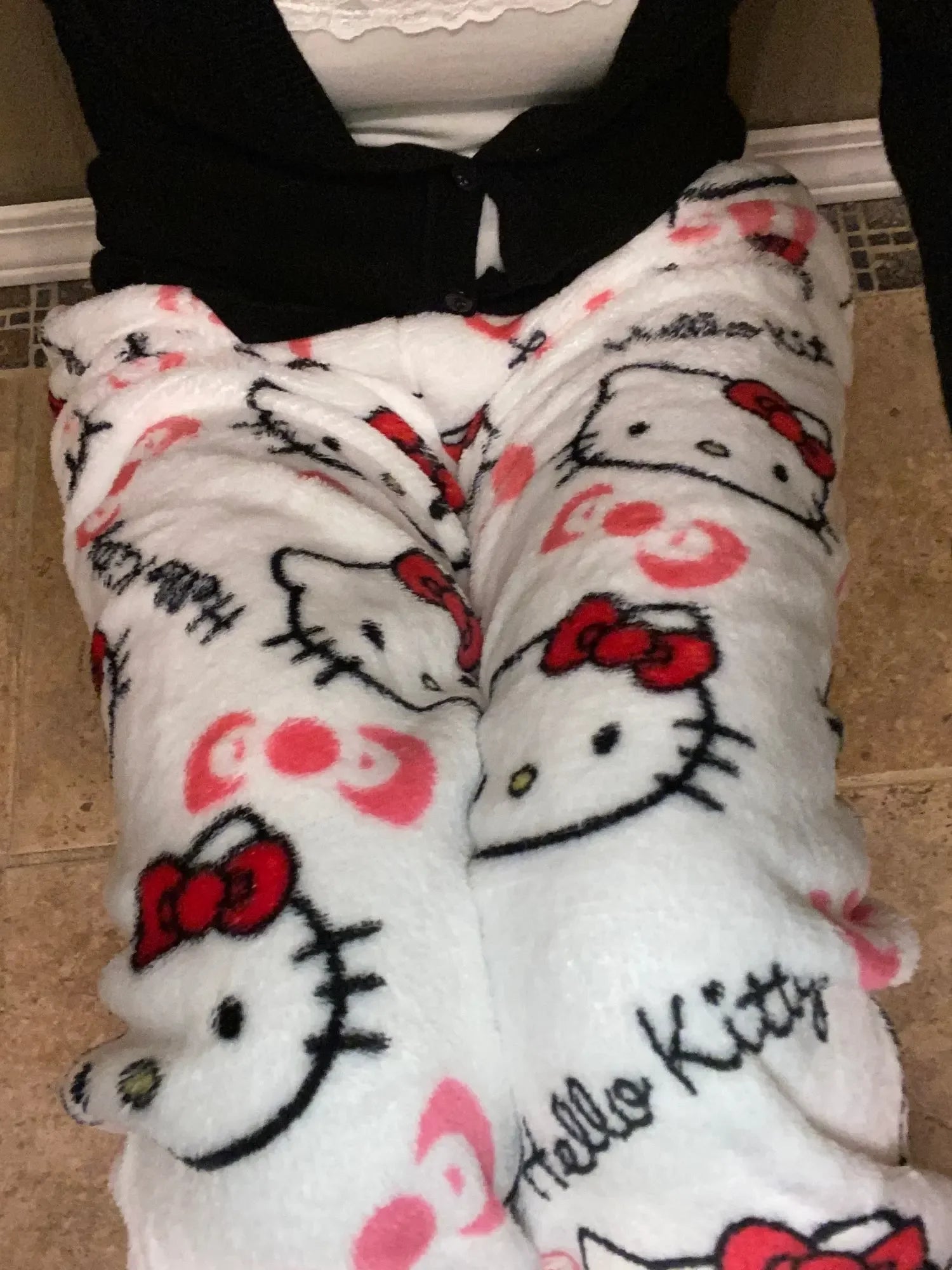 Y2K Hello Kitty pajamas anime women's pajamas cartoon couple walking home pajamas trousers casual homewear