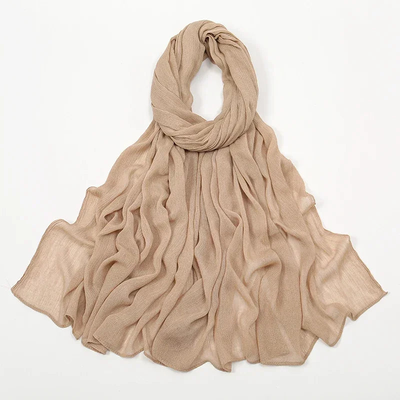 New Crinkle Rayon Hijab Muslim Scarf Women Solid Shawl Big Size Headscarf Islamic Turban Plain Foulard Headband Wrap