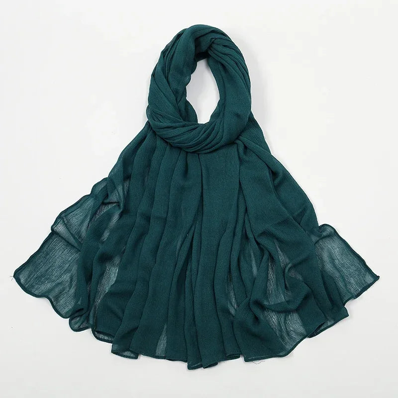 New Crinkle Rayon Hijab Muslim Scarf Women Solid Shawl Big Size Headscarf Islamic Turban Plain Foulard Headband Wrap