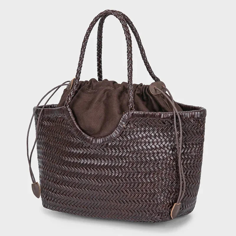 French Hand-woven Women's Tote Bag Large Vegetable Basket Bag With Casual Shopping Woven Inside Bag Shoulder Underarm Tote Bag