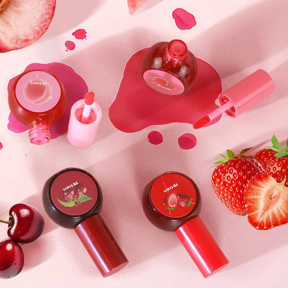 Fruit Juice Water Lip Gloss Liquid Long Lasting Blush Tint Makeup for Cheek Blusher Eyeshadow Matte Rouge 3-in-1 Dyed Cosmetics
