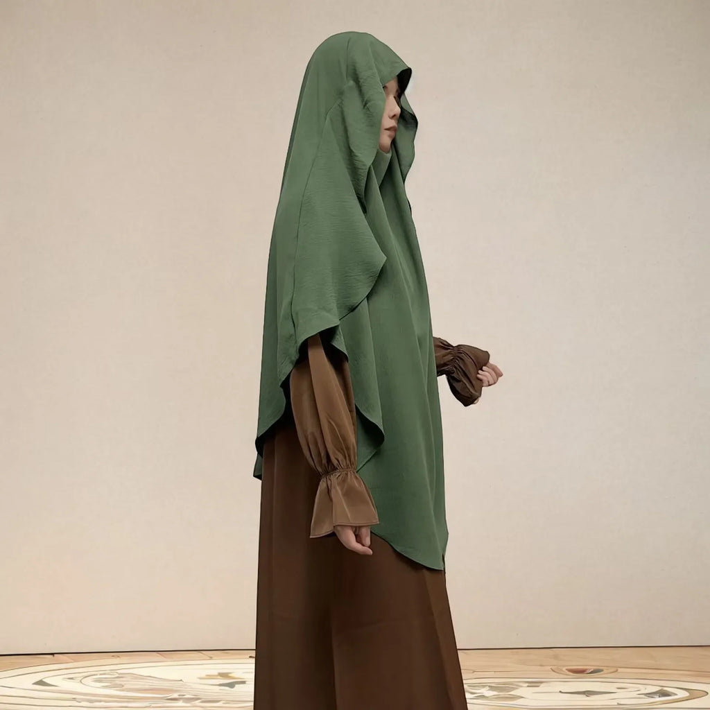 2025 Summer Muslim Women's Hijabs Traditional Soft Plain Scarf Khimar One Layer Stretch Soft Split Traditional Zip Chador