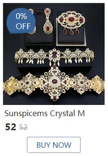 Sunspicems Moroccco Women Jewelry Set Gold Color Crystal Necklace Earring Set Algeria Wedding Jewelry Bride Drop Earring Choker